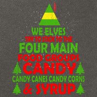 Elf Four Main Food Groups Buddy Christmas Pajama Cotton Canvas Backpack