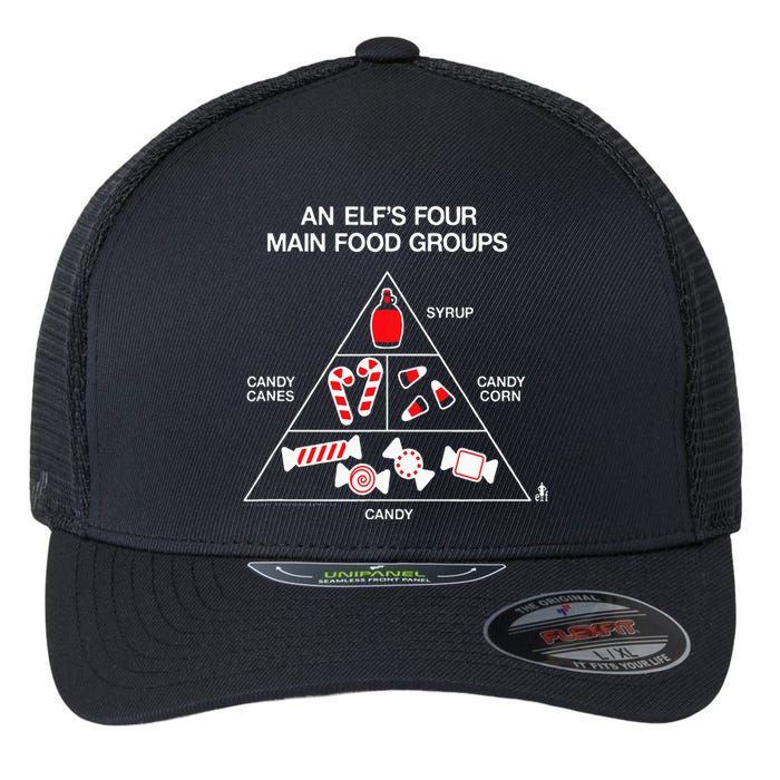 Elf Four Main Food Groups Flexfit Unipanel Trucker Cap