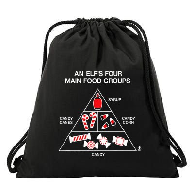 Elf Four Main Food Groups Drawstring Bag