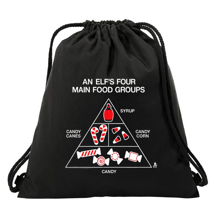 Elf Four Main Food Groups Drawstring Bag