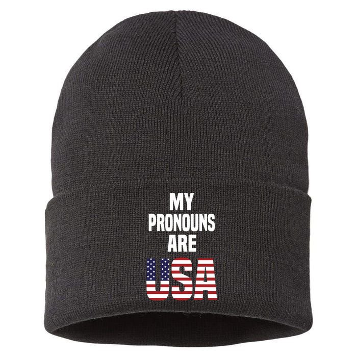 Enes Freedom My Pronouns Are Usa Sustainable Knit Beanie