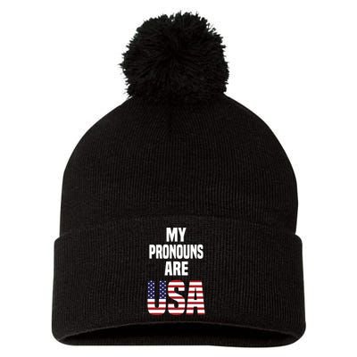 Enes Freedom My Pronouns Are Usa Pom Pom 12in Knit Beanie