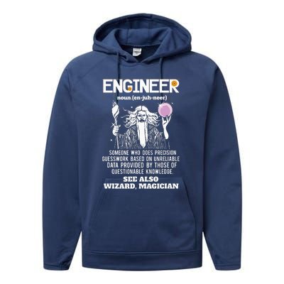 Engineer Funny Mechanical Civil Engineering Wizard Performance Fleece Hoodie