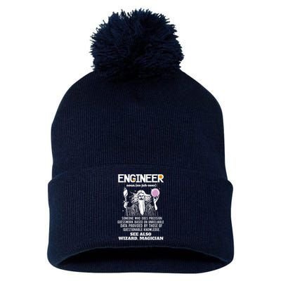 Engineer Funny Mechanical Civil Engineering Wizard Pom Pom 12in Knit Beanie