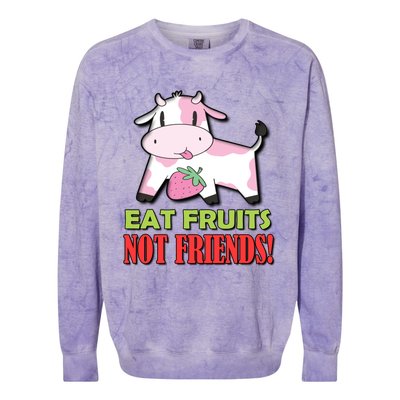 Eat Fruits Not Friends Gift Vegetarian Vegans Food Veganism Cool Gift Colorblast Crewneck Sweatshirt