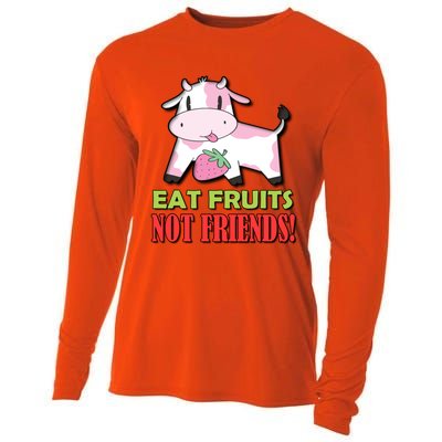 Eat Fruits Not Friends Gift Vegetarian Vegans Food Veganism Cool Gift Cooling Performance Long Sleeve Crew