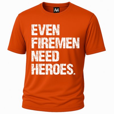 Even Fire Need Heroes Funny Powerline Technician Vintage Gift Cooling Performance Crew T-Shirt