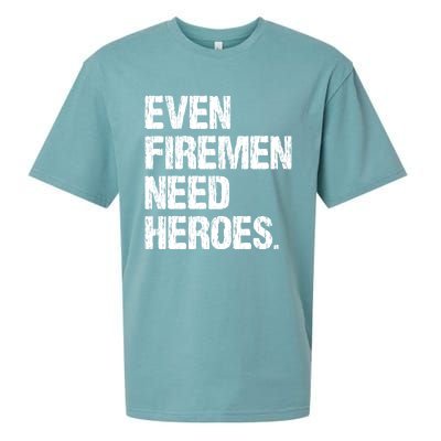 Even Fire Need Heroes Funny Powerline Technician Vintage Gift Sueded Cloud Jersey T-Shirt