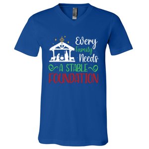 Every Family Needs A Stable Foundation Christian Nativity Meaningful Gift V-Neck T-Shirt