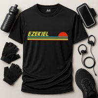 Ezekiel First Name Logo Retro Sunset Surfer Style Ezekiel Cooling Performance Crew T-Shirt