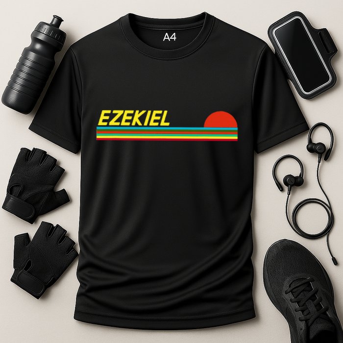Ezekiel First Name Logo Retro Sunset Surfer Style Ezekiel Cooling Performance Crew T-Shirt