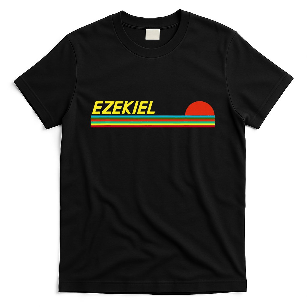 Ezekiel First Name Logo Retro Sunset Surfer Style Ezekiel T-Shirt