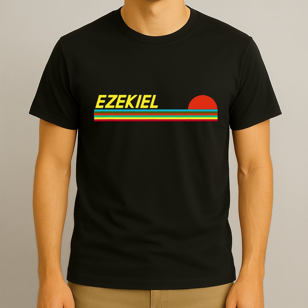 Ezekiel First Name Logo Retro Sunset Surfer Style Ezekiel T-Shirt