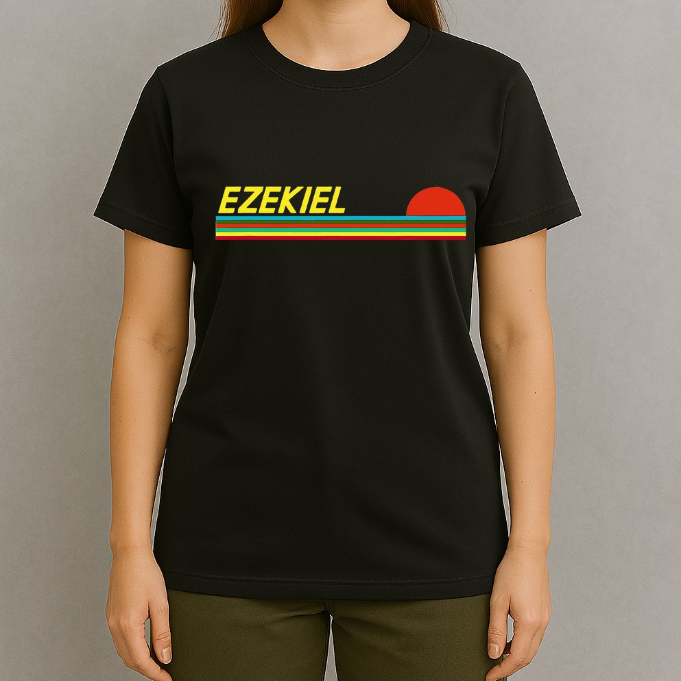 Ezekiel First Name Logo Retro Sunset Surfer Style Ezekiel T-Shirt