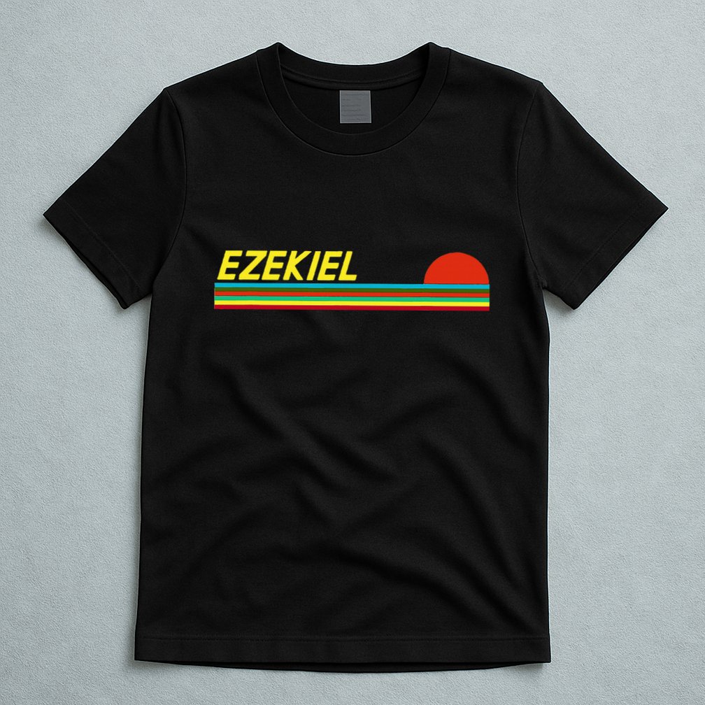 Ezekiel First Name Logo Retro Sunset Surfer Style Ezekiel T-Shirt