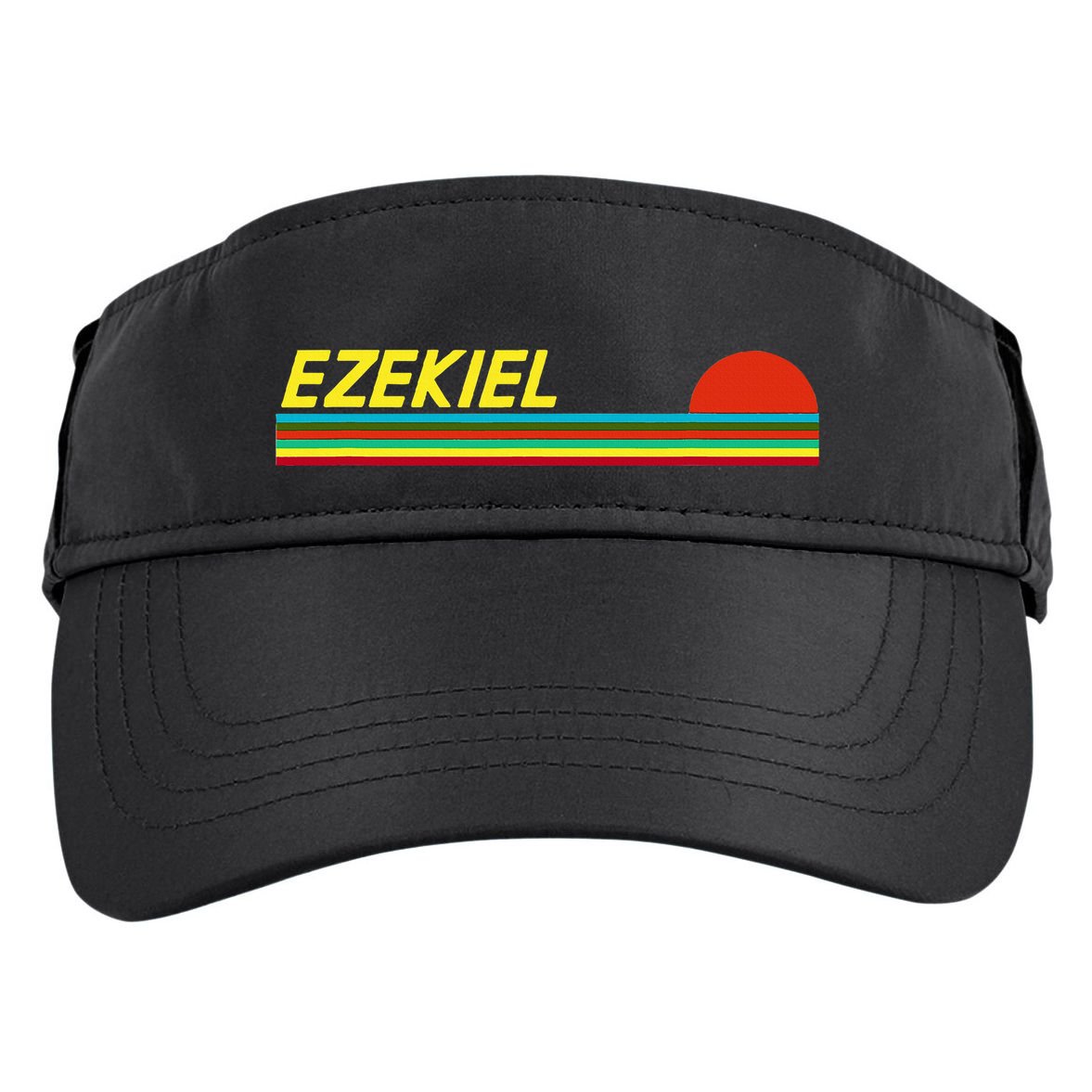 Ezekiel First Name Logo Retro Sunset Surfer Style Ezekiel Adult Drive Performance Visor