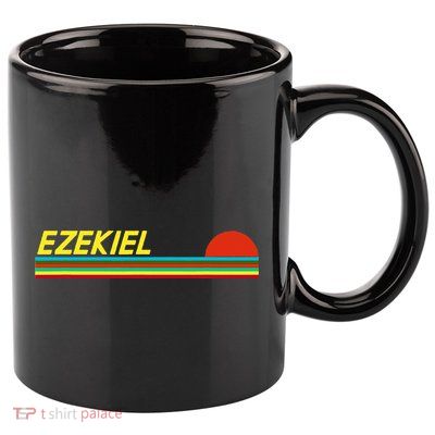 Ezekiel First Name Logo Retro Sunset Surfer Style Ezekiel 11oz C Handle Ceramic Mug