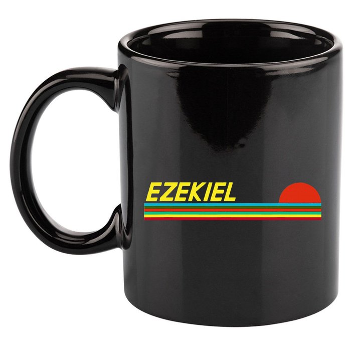 Ezekiel First Name Logo Retro Sunset Surfer Style Ezekiel 11oz C Handle Ceramic Mug