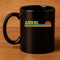 Ezekiel First Name Logo Retro Sunset Surfer Style Ezekiel 11oz C Handle Ceramic Mug