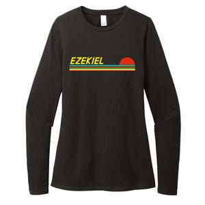 Ezekiel First Name Logo Retro Sunset Surfer Style Ezekiel Womens CVC Long Sleeve Shirt