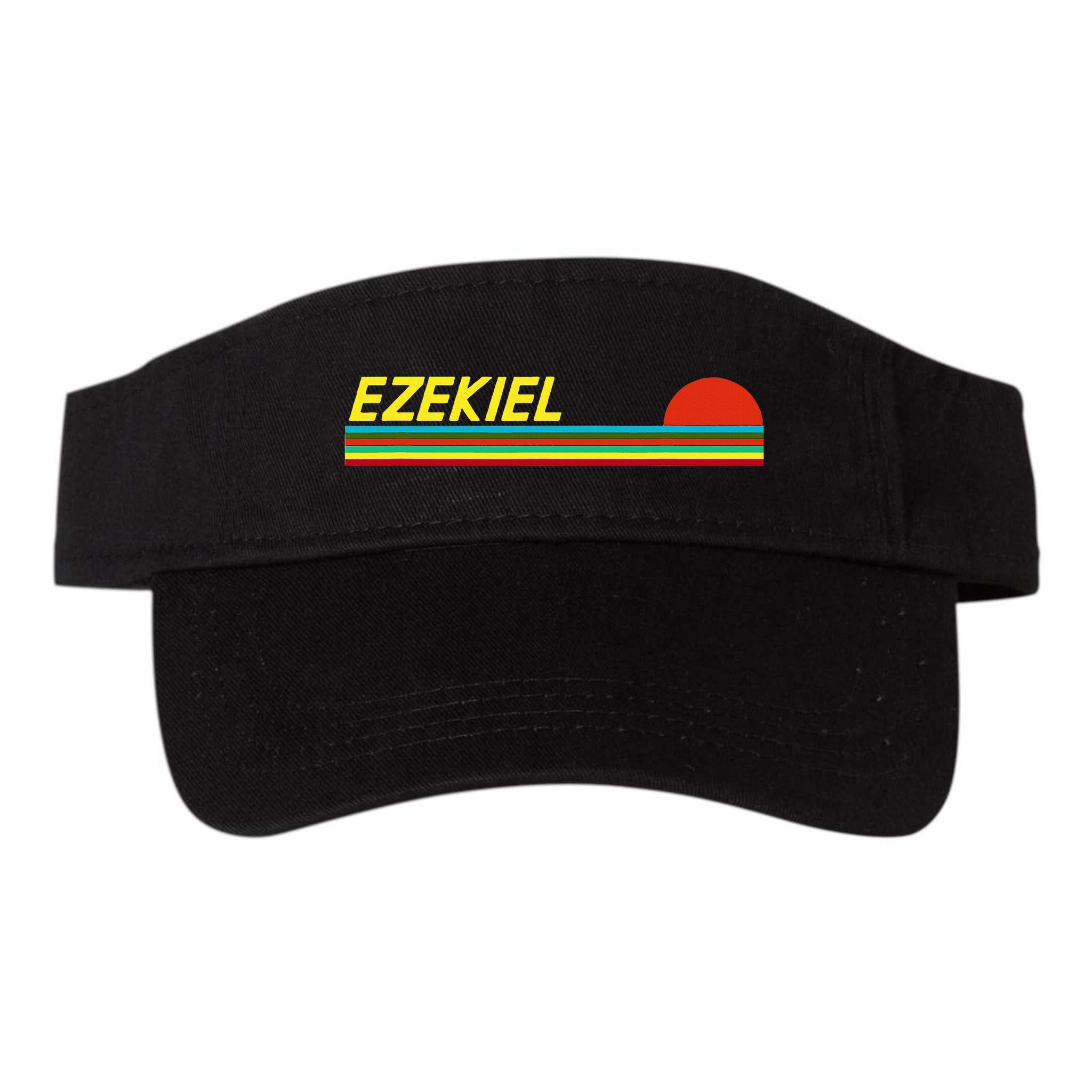 Ezekiel First Name Logo Retro Sunset Surfer Style Ezekiel Visor