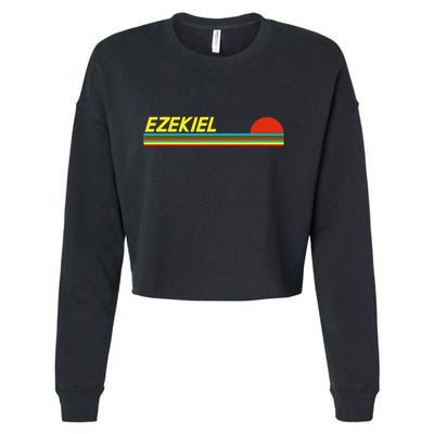 Ezekiel First Name Logo Retro Sunset Surfer Style Ezekiel Cropped Pullover Crew