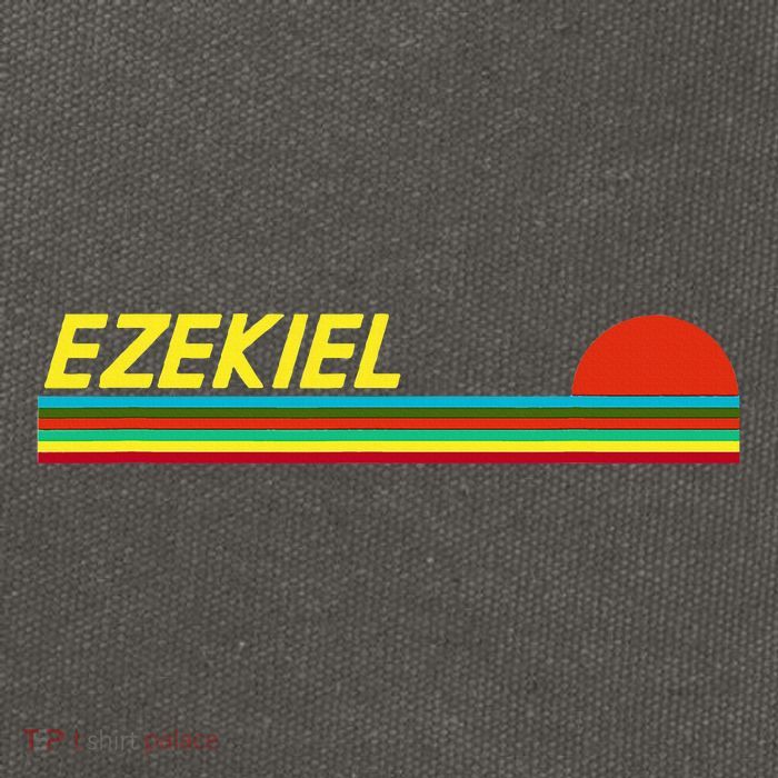 Ezekiel First Name Logo Retro Sunset Surfer Style Ezekiel Cotton Canvas Backpack