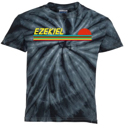 Ezekiel First Name Logo Retro Sunset Surfer Style Ezekiel Kids Tie-Dye T-Shirt