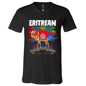 Eritrean Flag Outfit For Women & Camel Eritrea Flag V-Neck T-Shirt