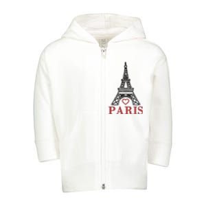 Embroidered France Paris Eiffel Tower Embroidery Toddler Zip Fleece Hoodie