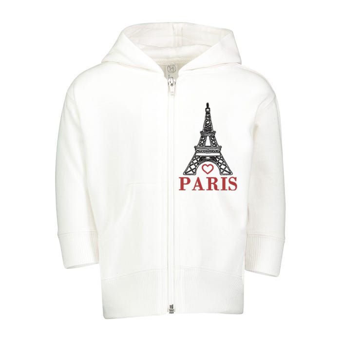 Embroidered France Paris Eiffel Tower Embroidery Toddler Zip Fleece Hoodie