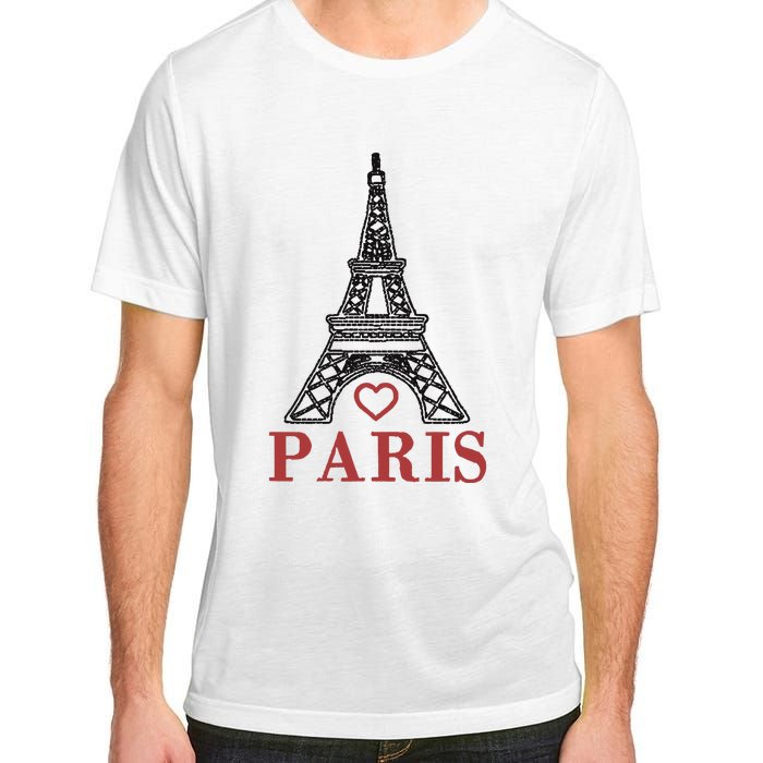 Embroidered France Paris Eiffel Tower Embroidery Adult ChromaSoft Performance T-Shirt