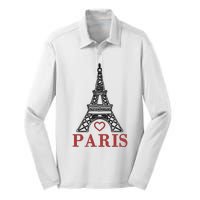 Embroidered France Paris Eiffel Tower Embroidery Silk Touch Performance Long Sleeve Polo