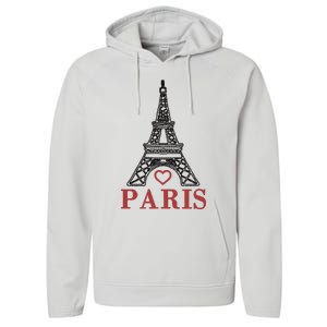 Embroidered France Paris Eiffel Tower Embroidery Performance Fleece Hoodie