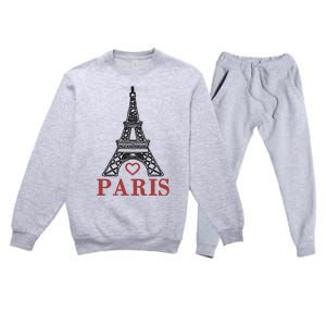 Embroidered France Paris Eiffel Tower Embroidery Premium Crewneck Sweatsuit Set