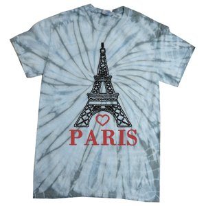 Embroidered France Paris Eiffel Tower Embroidery Tie-Dye T-Shirt