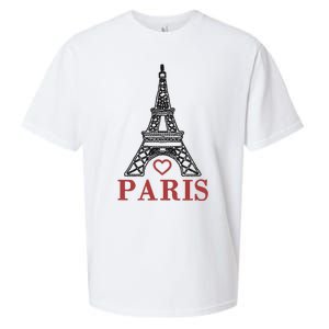 Embroidered France Paris Eiffel Tower Embroidery Sueded Cloud Jersey T-Shirt