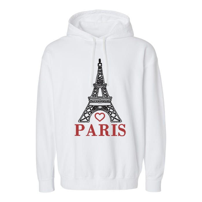 Embroidered France Paris Eiffel Tower Embroidery Garment-Dyed Fleece Hoodie