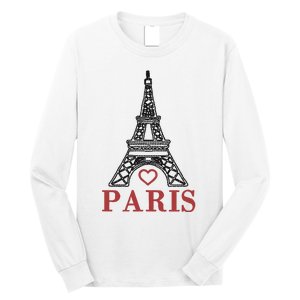 Embroidered France Paris Eiffel Tower Embroidery Long Sleeve Shirt