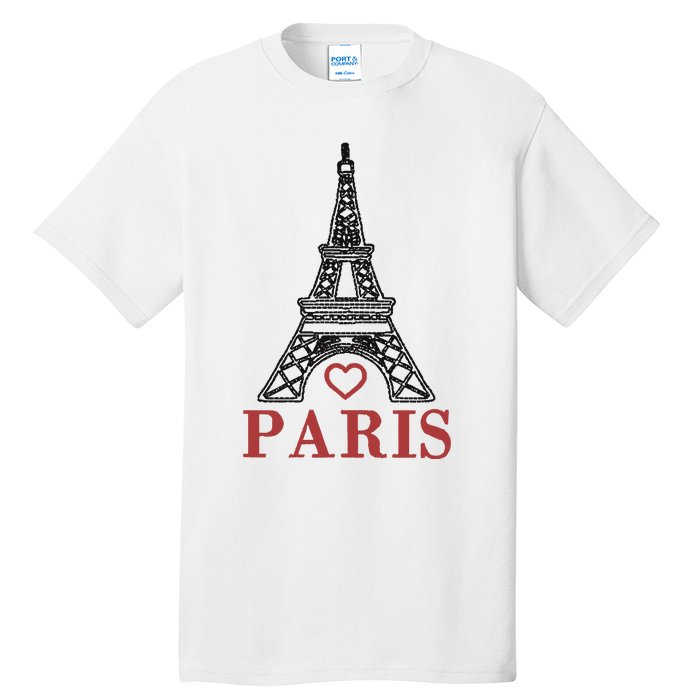 Embroidered France Paris Eiffel Tower Embroidery Tall T-Shirt