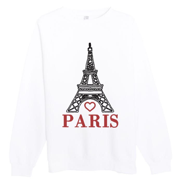 Embroidered France Paris Eiffel Tower Embroidery Premium Crewneck Sweatshirt