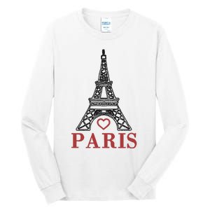 Embroidered France Paris Eiffel Tower Embroidery Tall Long Sleeve T-Shirt