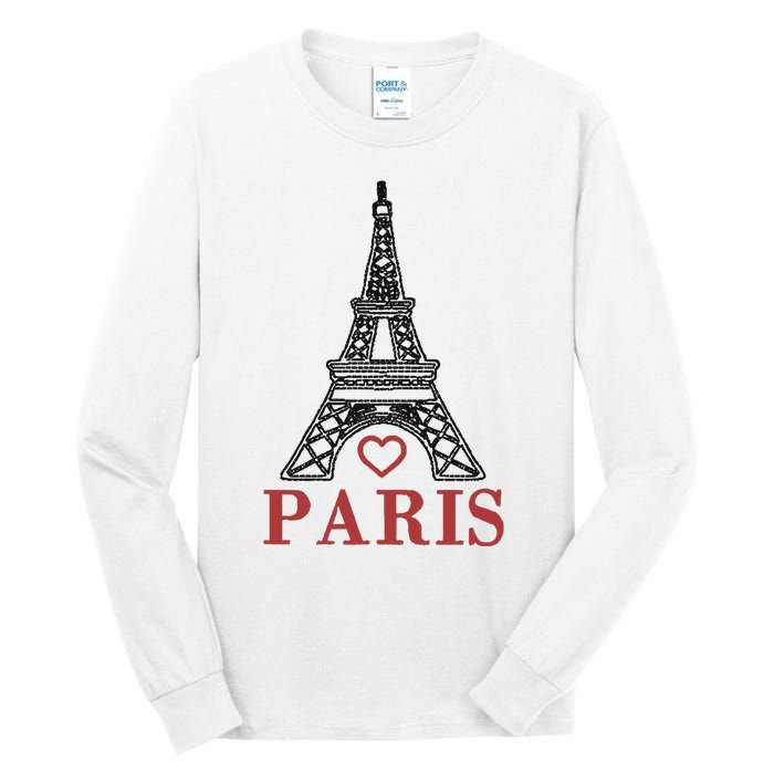 Embroidered France Paris Eiffel Tower Embroidery Tall Long Sleeve T-Shirt