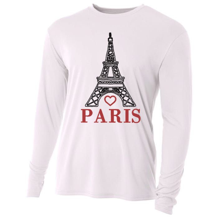 Embroidered France Paris Eiffel Tower Embroidery Cooling Performance Long Sleeve Crew