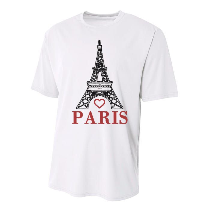 Embroidered France Paris Eiffel Tower Embroidery Performance Sprint T-Shirt