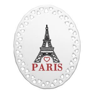 Embroidered France Paris Eiffel Tower Embroidery Ceramic Oval Ornament