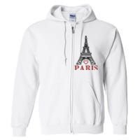 Embroidered France Paris Eiffel Tower Embroidery Full Zip Hoodie