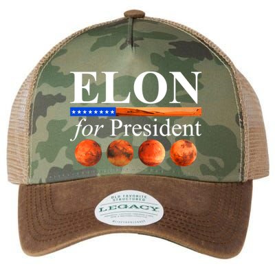 Elon For President USA Mars Flag Legacy Tie Dye Trucker Hat