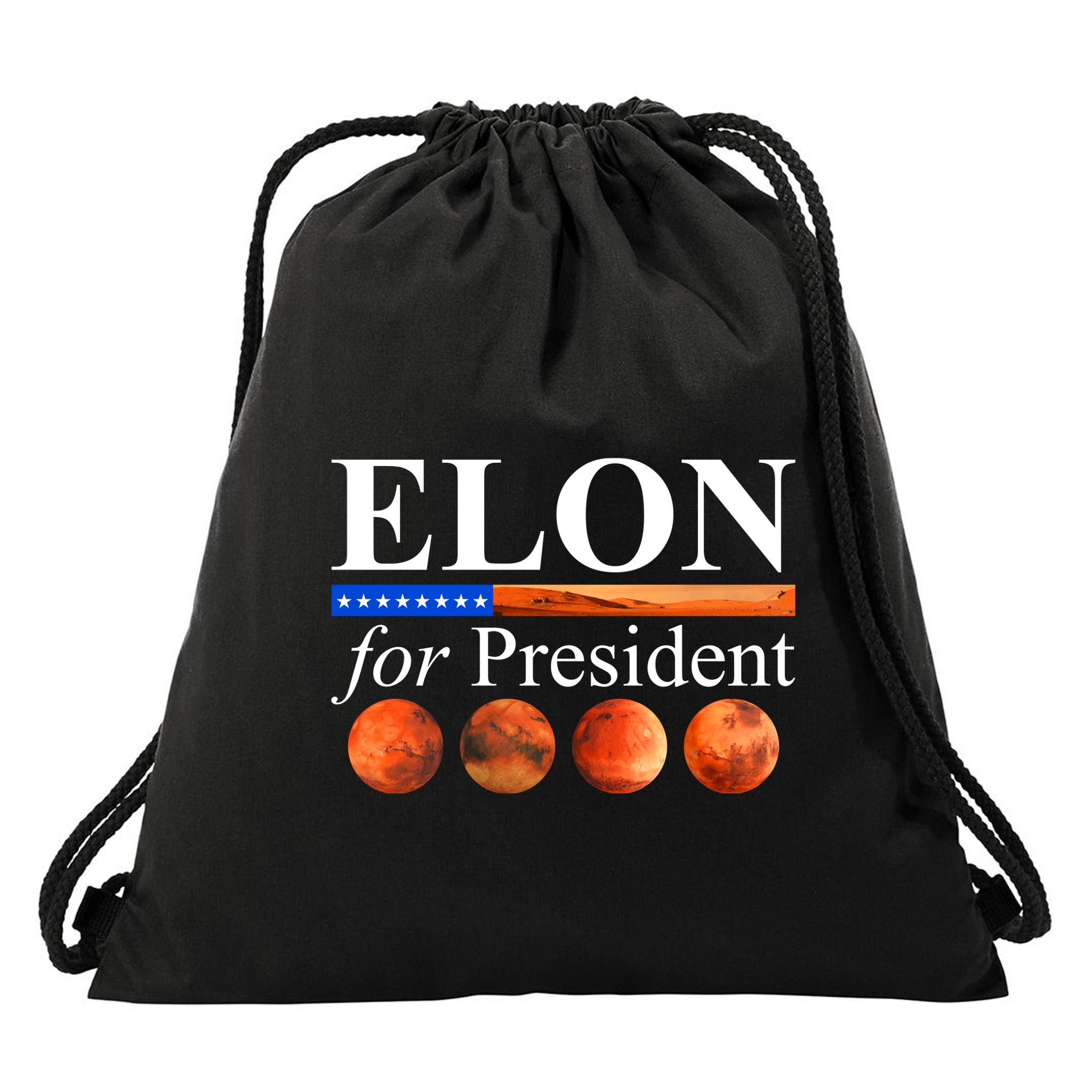 Elon For President USA Mars Flag Drawstring Bag
