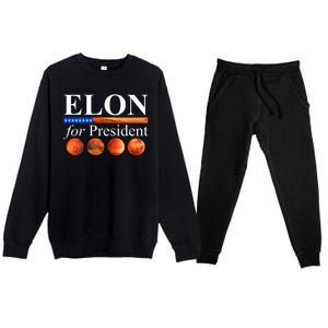 Elon For President USA Mars Flag Premium Crewneck Sweatsuit Set